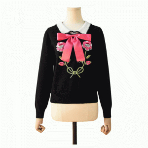 Женская одежда на заказ Цветочная вышивка пуловеры Свитера вязаные