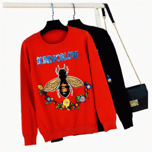 Нестандартная Конструкция Компьютерная Вязка Пчелы Письма и Цветочные Пэчворк Женщины Пуловеры свитер
